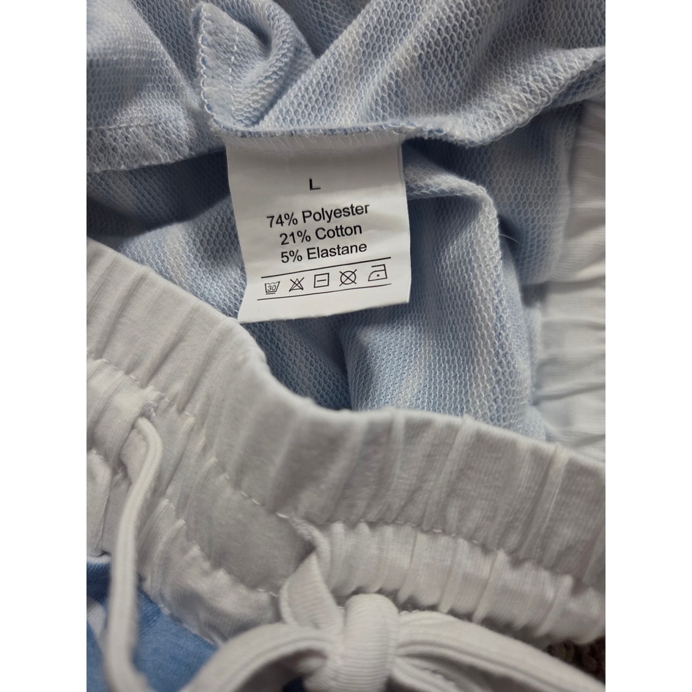 Opemiby Womens Blue White Striped 2 PC Skort Set Crewneck Top Shorts L - Picture 10 of 14